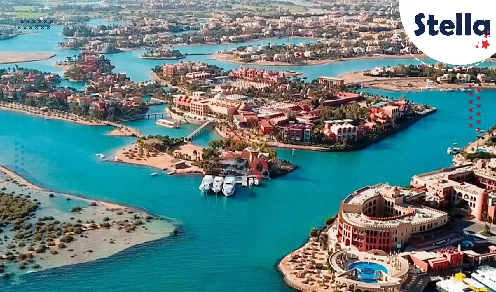 Découvrez El Gouna, la Venise d’Égypte, lors d’une visite guidée au départ d’Hurghada – lagunes, marina et charme balnéaire.
